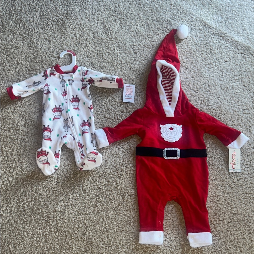 Little Me Red Santa One Piece with White Accents